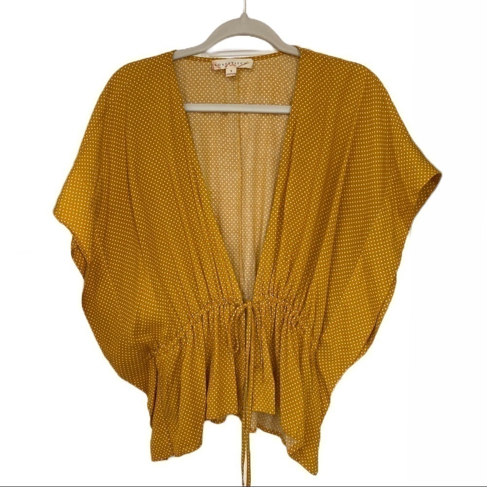 Love Stitch Polkadots Tie Waist Cover Up | Yellow & White | Small